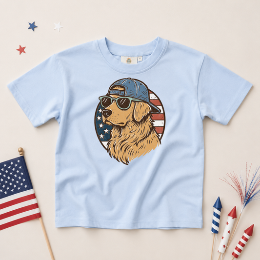 4th of July Golden Retriever Tee or Bubble Romper