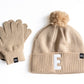 Tan Smiley Pom Pom Hat