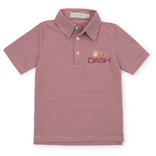 Will Boys' Performance Polo by LH Sport - Red Stripes