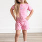 Custom Embroidered Scalloped Shorts Set - Pink or Purple