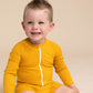 Boy's Zip Up Rashguard | Yellow Ribbed