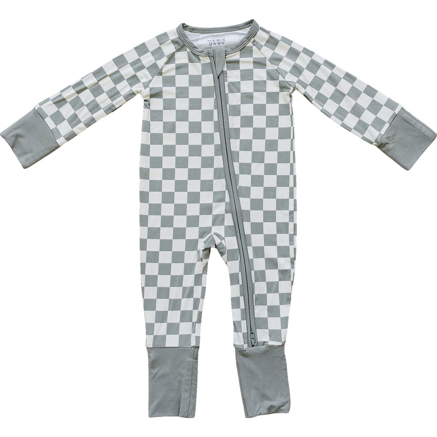 Light Green Checkered Bamboo Zipper - Little Joy Co.