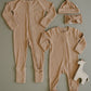 Latte Ribbed Bamboo Zipper - Little Joy Co.