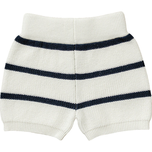 Navy Stripe Knit Shorts