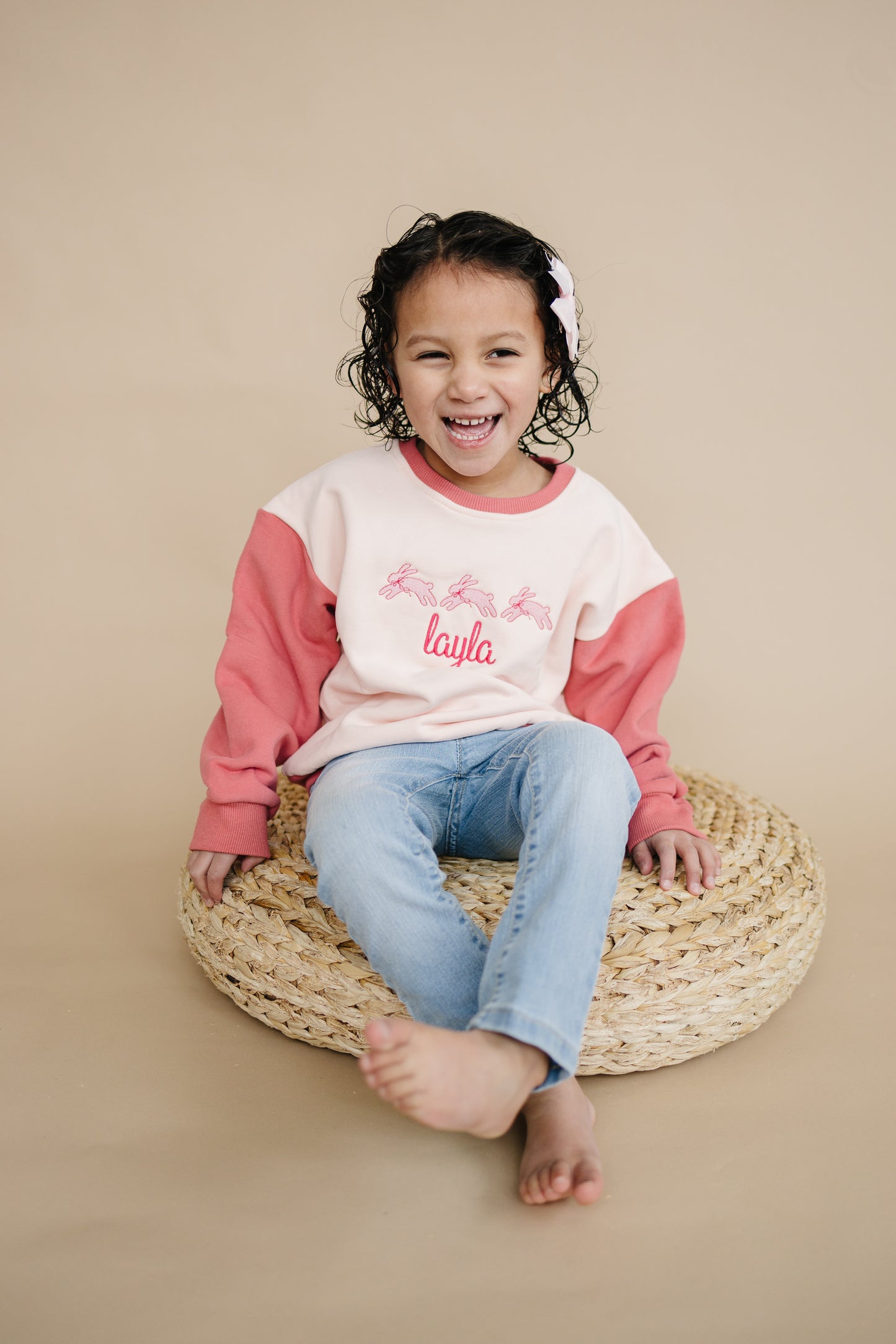 Custom Embroidered Easter Colorblock Sweatshirt - Crewneck or Romper