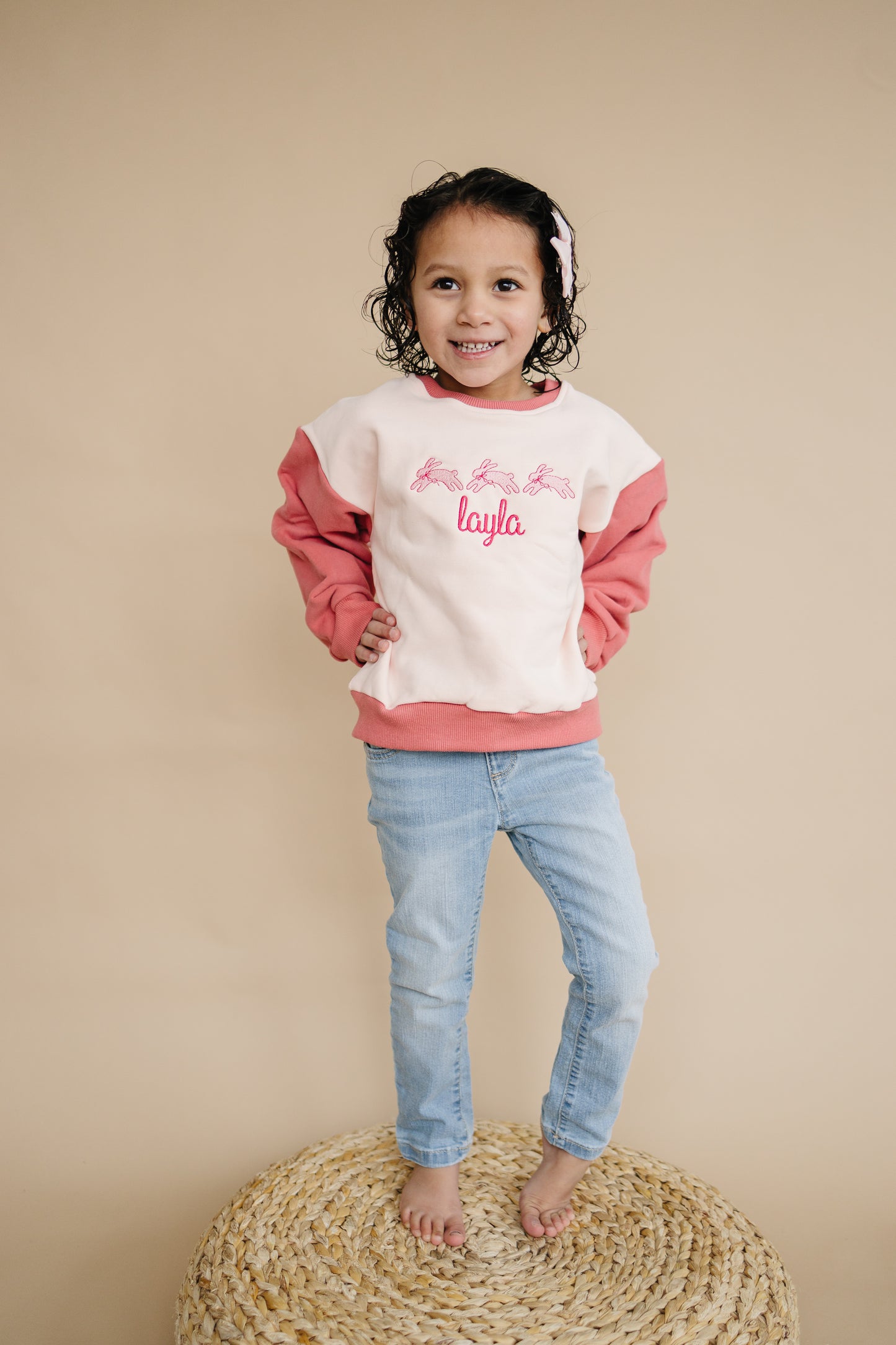 Custom Embroidered Easter Colorblock Sweatshirt - Crewneck or Romper