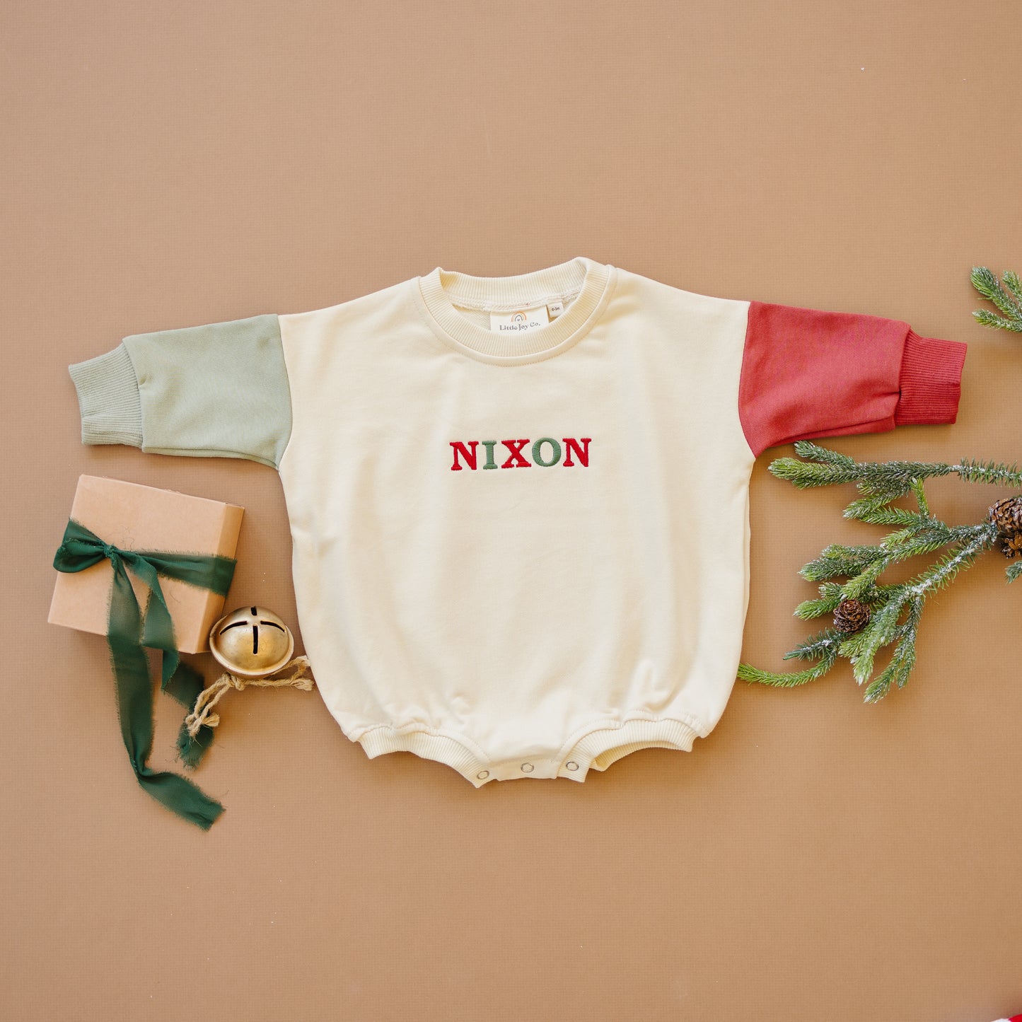 Custom Embroidered Christmas Colorblock Sweatshirt or Romper