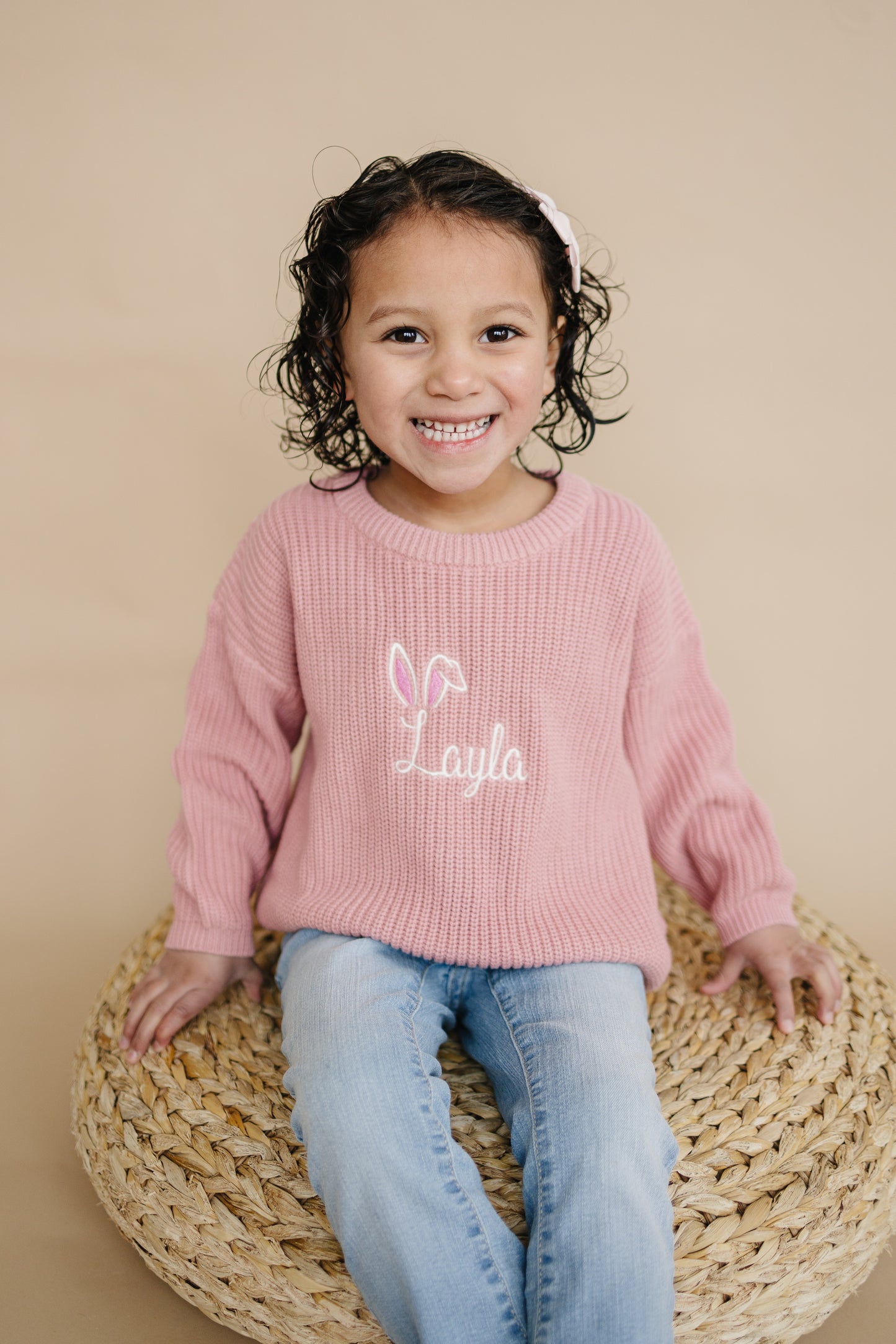 Custom Embroidered Easter Knit Sweater - Bunny Ears