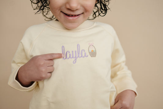 Custom Embroidered Organic Cotton Easter Crewneck Sweatshirt - many design options!