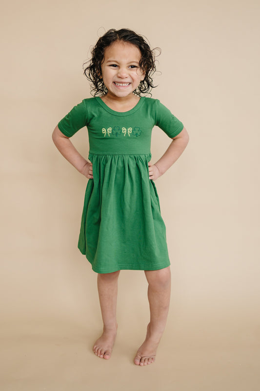 Custom Embroidered Organic Cotton St. Patrick's Day Twirl Dress