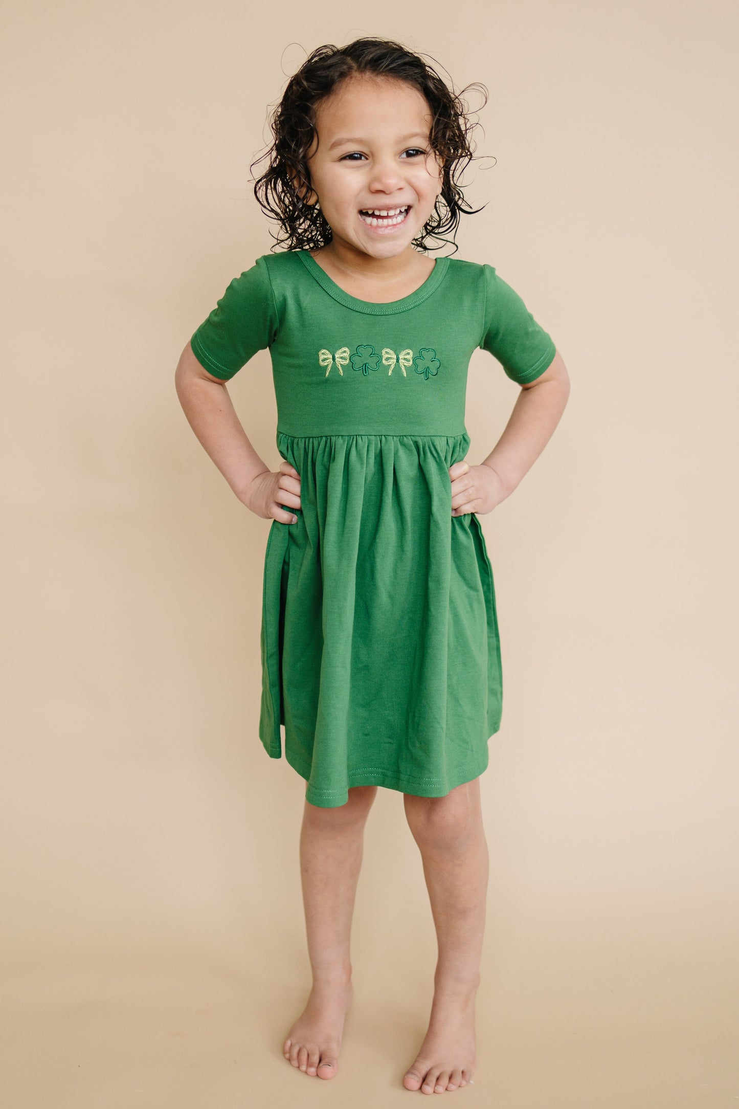 Custom Embroidered Organic Cotton St. Patrick's Day Twirl Dress