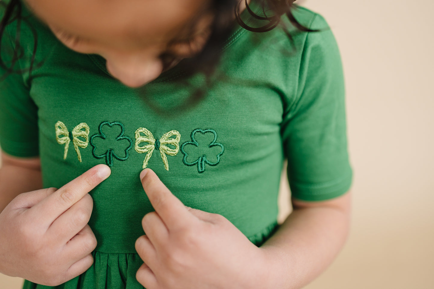 Custom Embroidered Organic Cotton St. Patrick's Day Twirl Dress