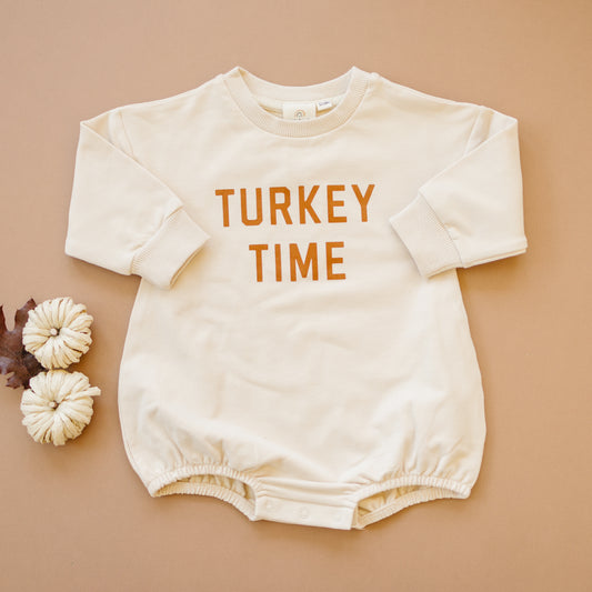 Turkey Time Organic Cotton Sweatshirt Romper