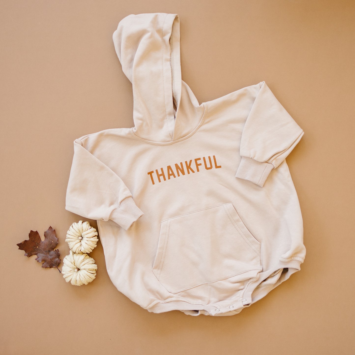 Thankful Hooded Sweatshirt Romper - Mauve