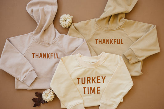 Thankful Hooded Sweatshirt Romper - Camel