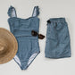Navy Gingham Women’s One-Piece
