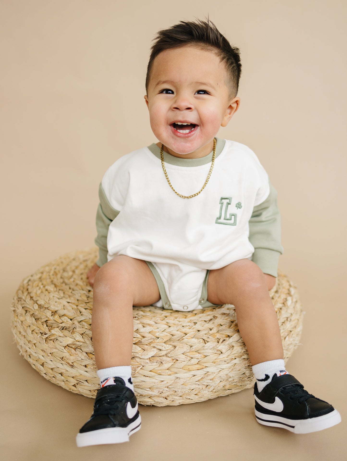 Custom Embroidered St. Patrick's Day Colorblock Sweatshirt Romper