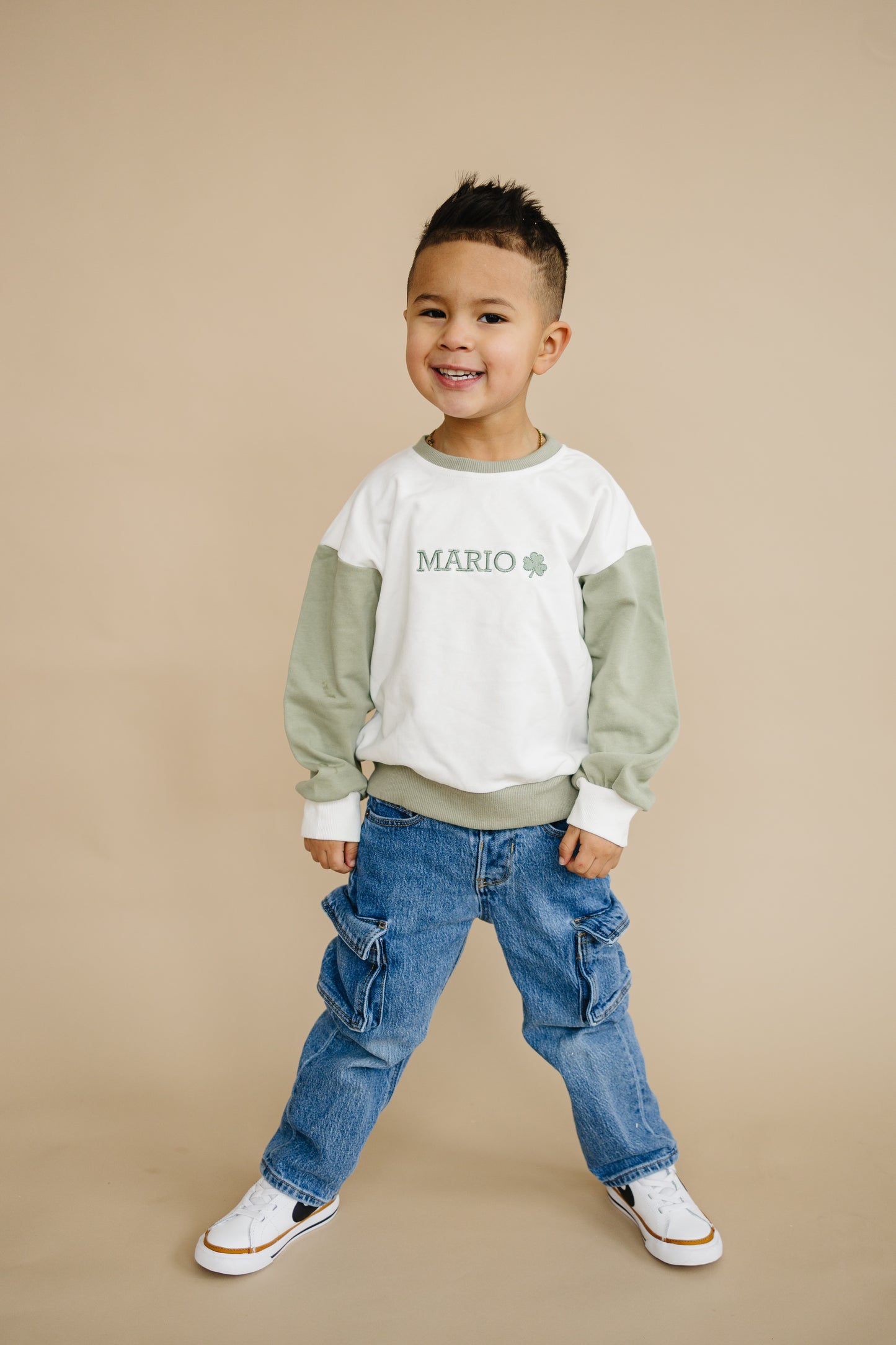 Custom Embroidered St. Patrick's Day Colorblock Sweatshirt - Crewneck or Romper