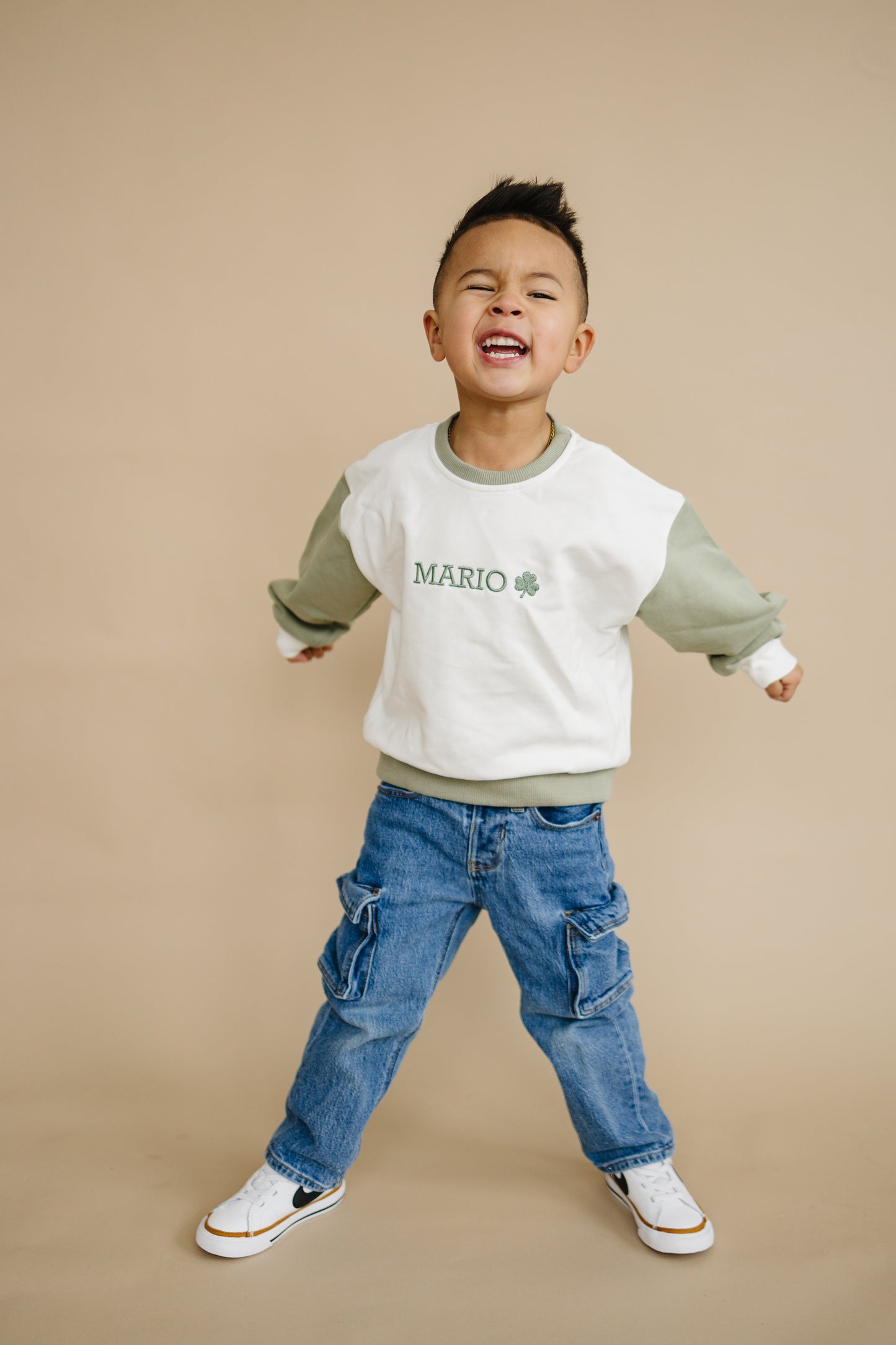 Custom Embroidered St. Patrick's Day Colorblock Sweatshirt - Crewneck or Romper