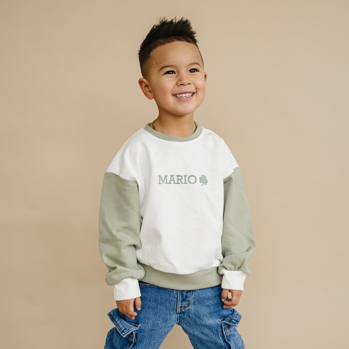 Custom Embroidered St. Patrick's Day Colorblock Sweatshirt - Crewneck or Romper