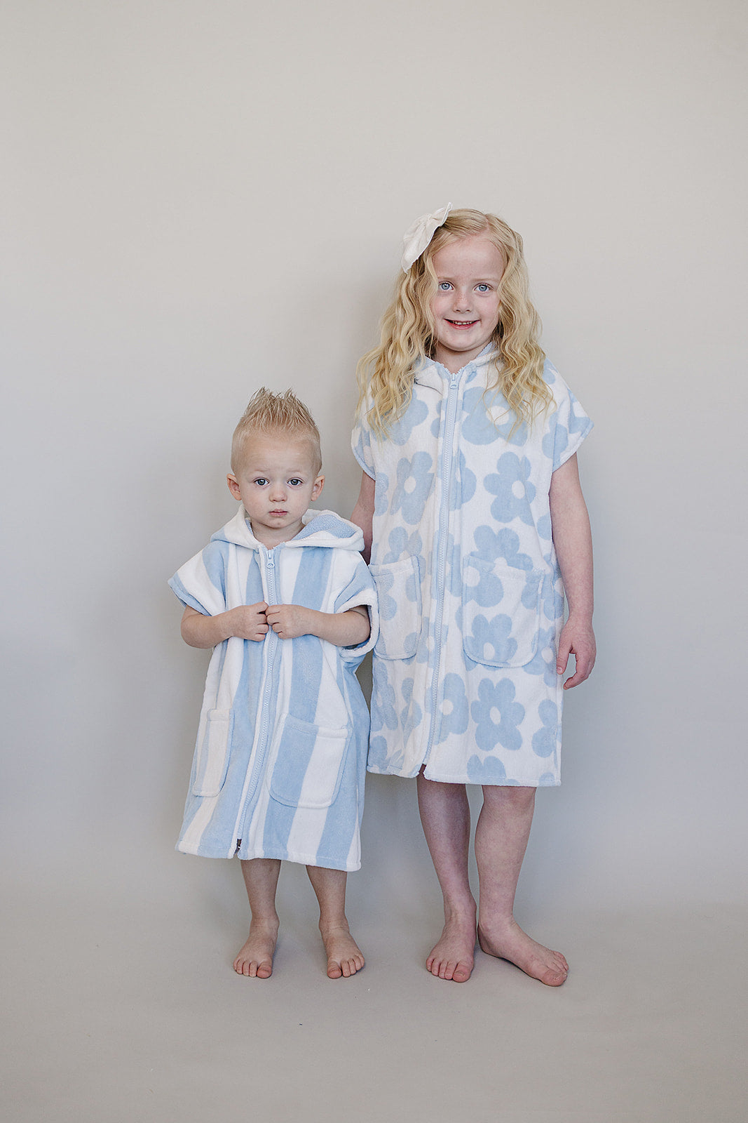 Seaside Stripe Zip-Up Organic Cotton Beach Poncho