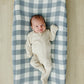 Dusty Blue Gingham Muslin Changing Pad Cover