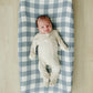 Dusty Blue Gingham Muslin Changing Pad Cover