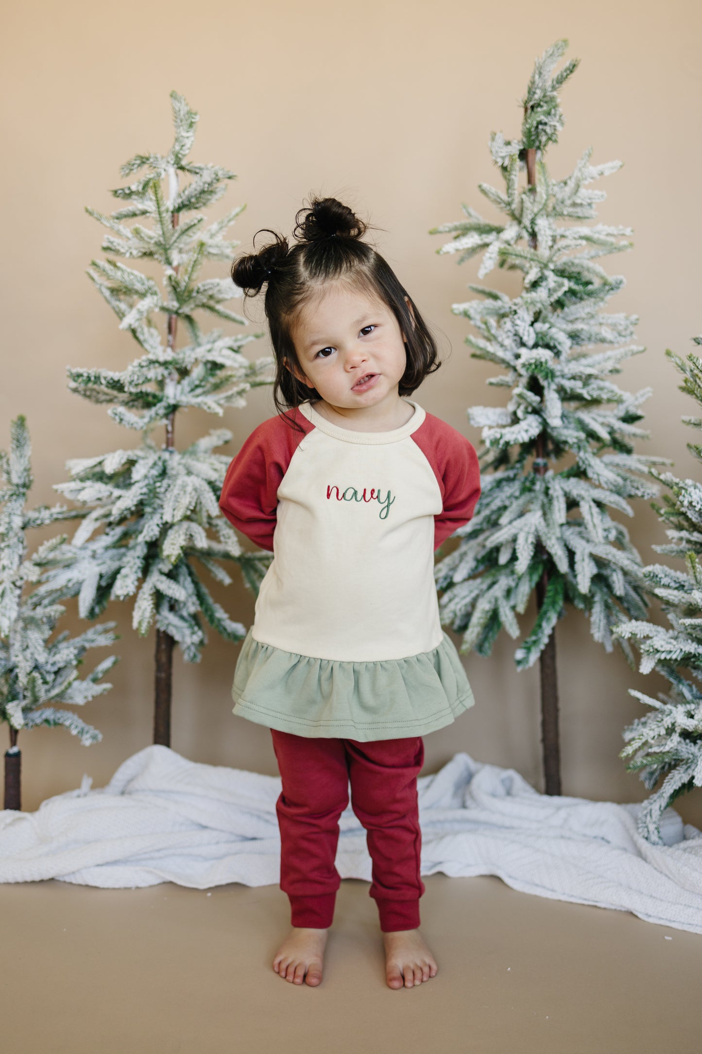 Custom Embroidered Christmas Colorblock Peplum