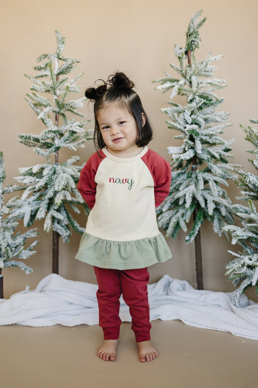 Custom Embroidered Christmas Colorblock Peplum