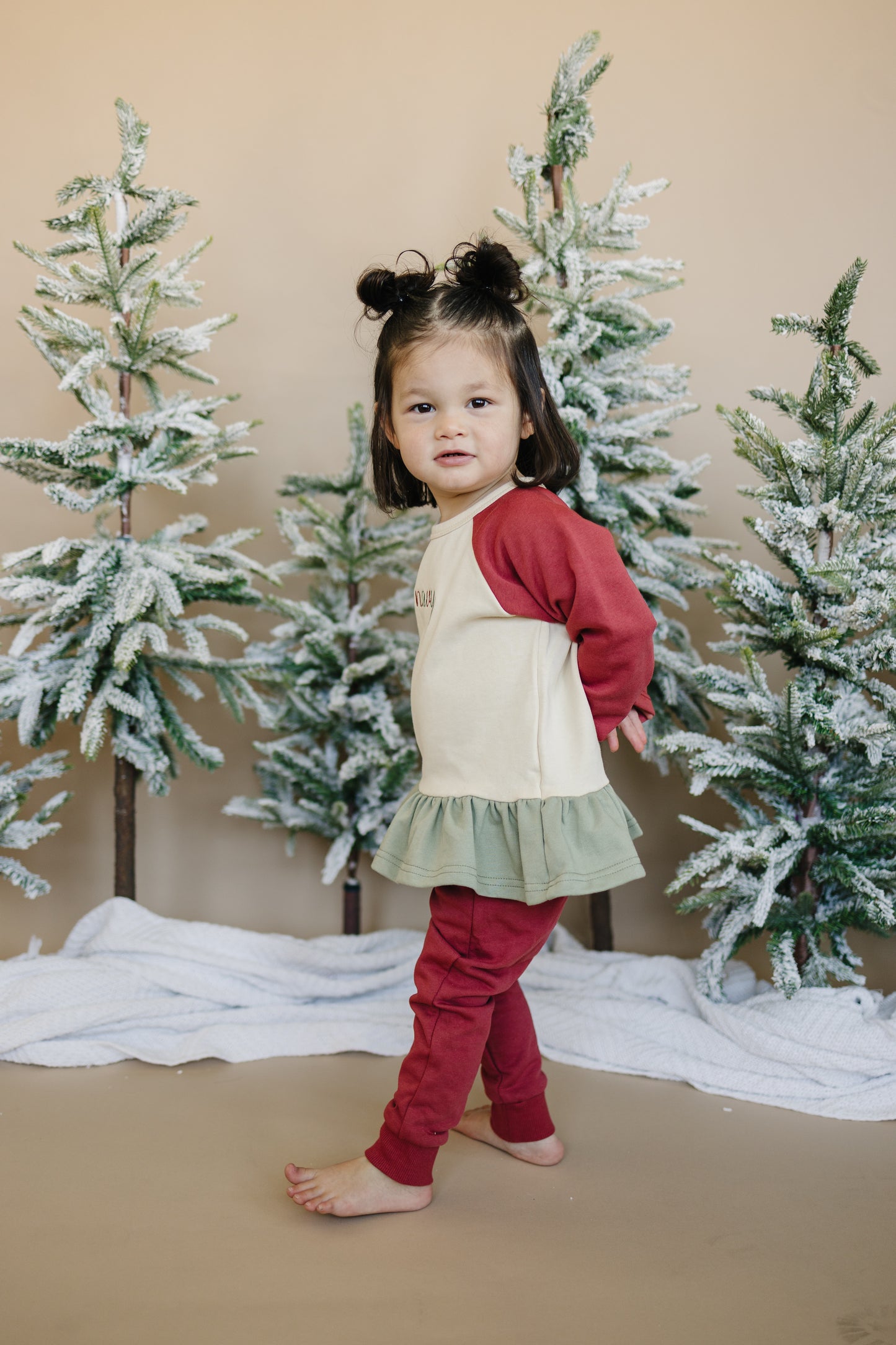 Custom Embroidered Christmas Colorblock Peplum