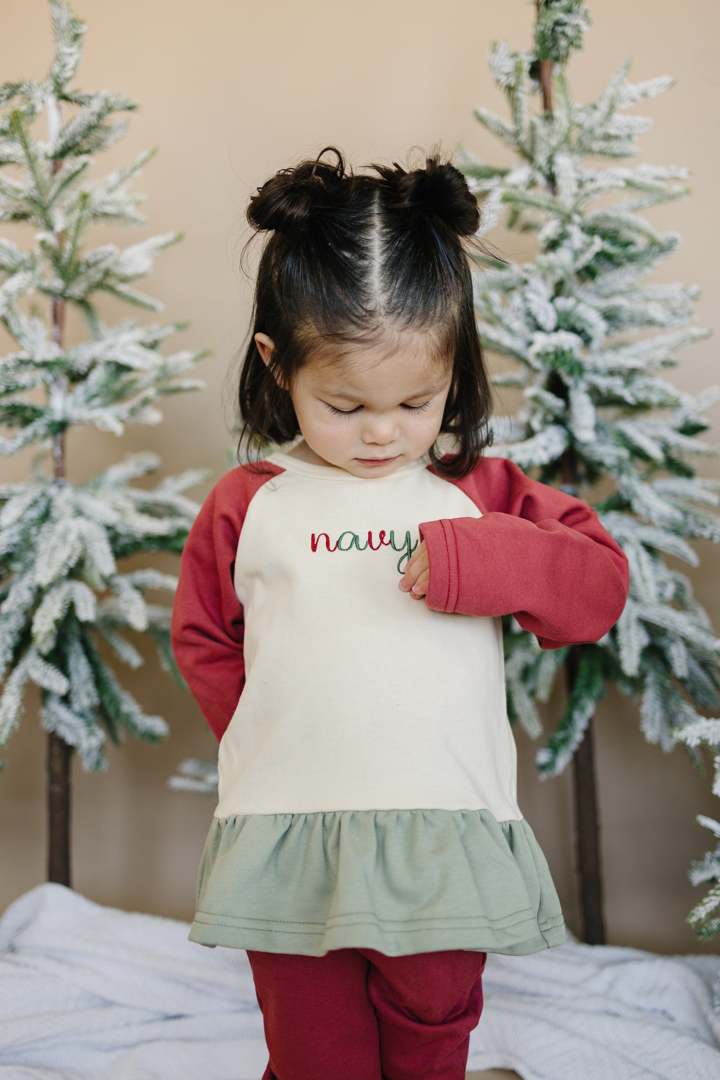 Custom Embroidered Christmas Colorblock Peplum