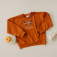 Custom Embroidered Orange Crewneck Sweatshirt or Romper - Floral Bow