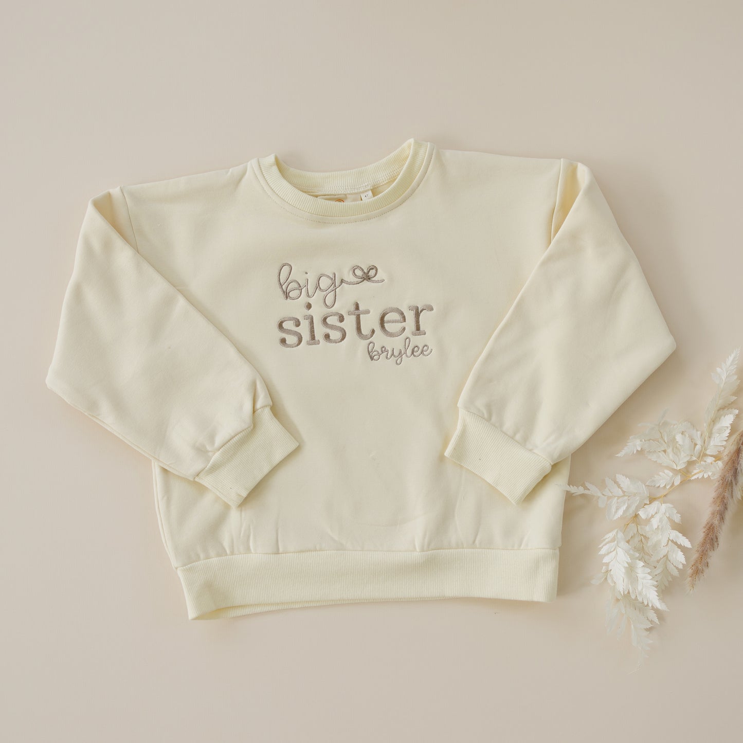 Custom Embroidered Sibling Crewneck Sweatshirt or Romper - Big or Little Brother or Sister