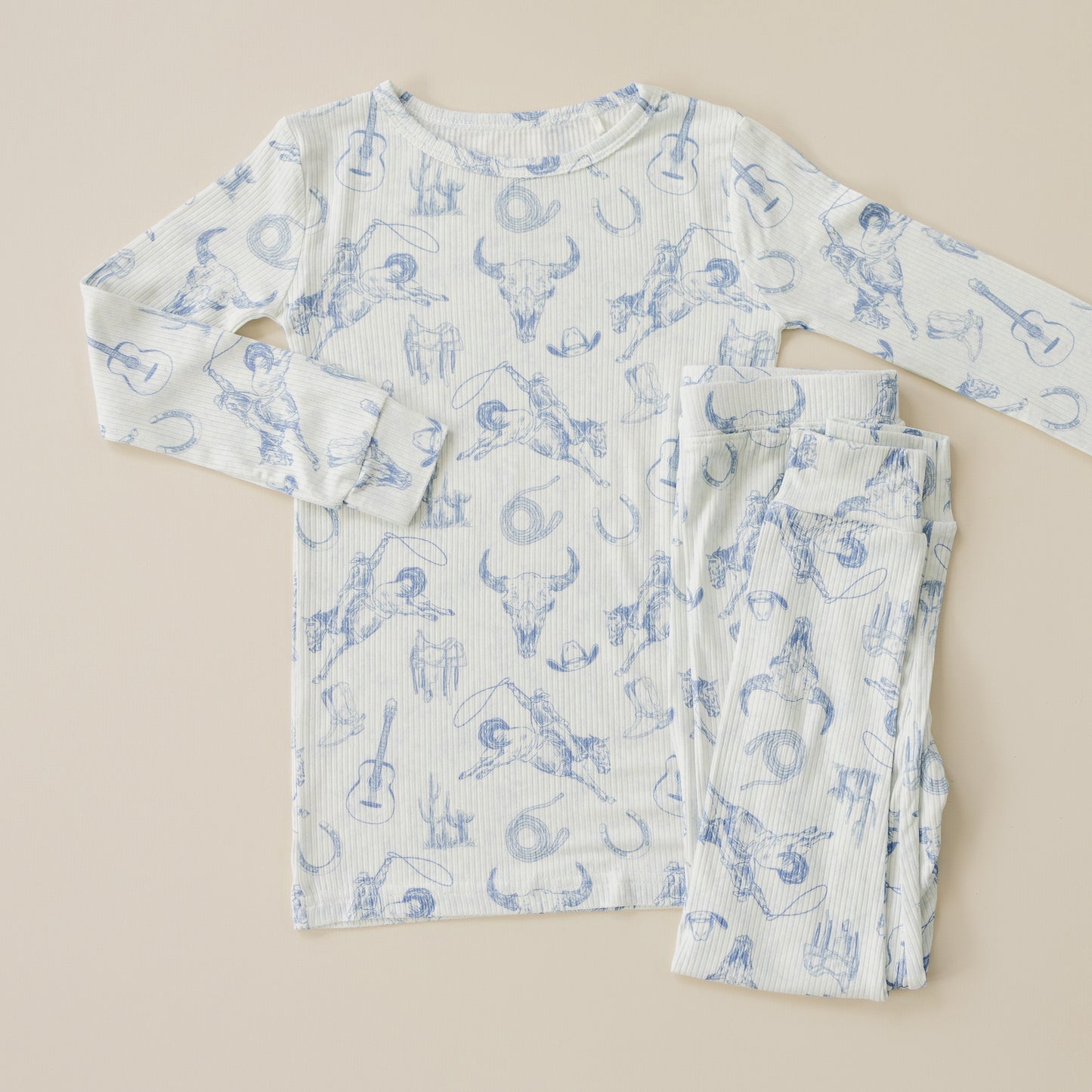 Blushing Bows – 2-teiliges Pyjama-Set aus geripptem Bambus