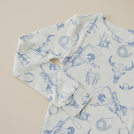 Blushing Bows – 2-teiliges Pyjama-Set aus geripptem Bambus