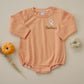 Custom Embroidered Orange Striped Halloween Bubble Romper - Ghost
