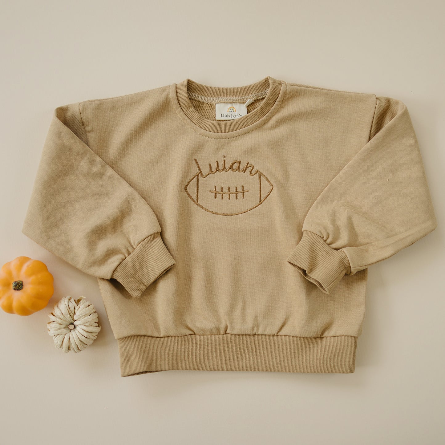 Custom Embroidered Christmas Sweatshirt or Romper - Camel