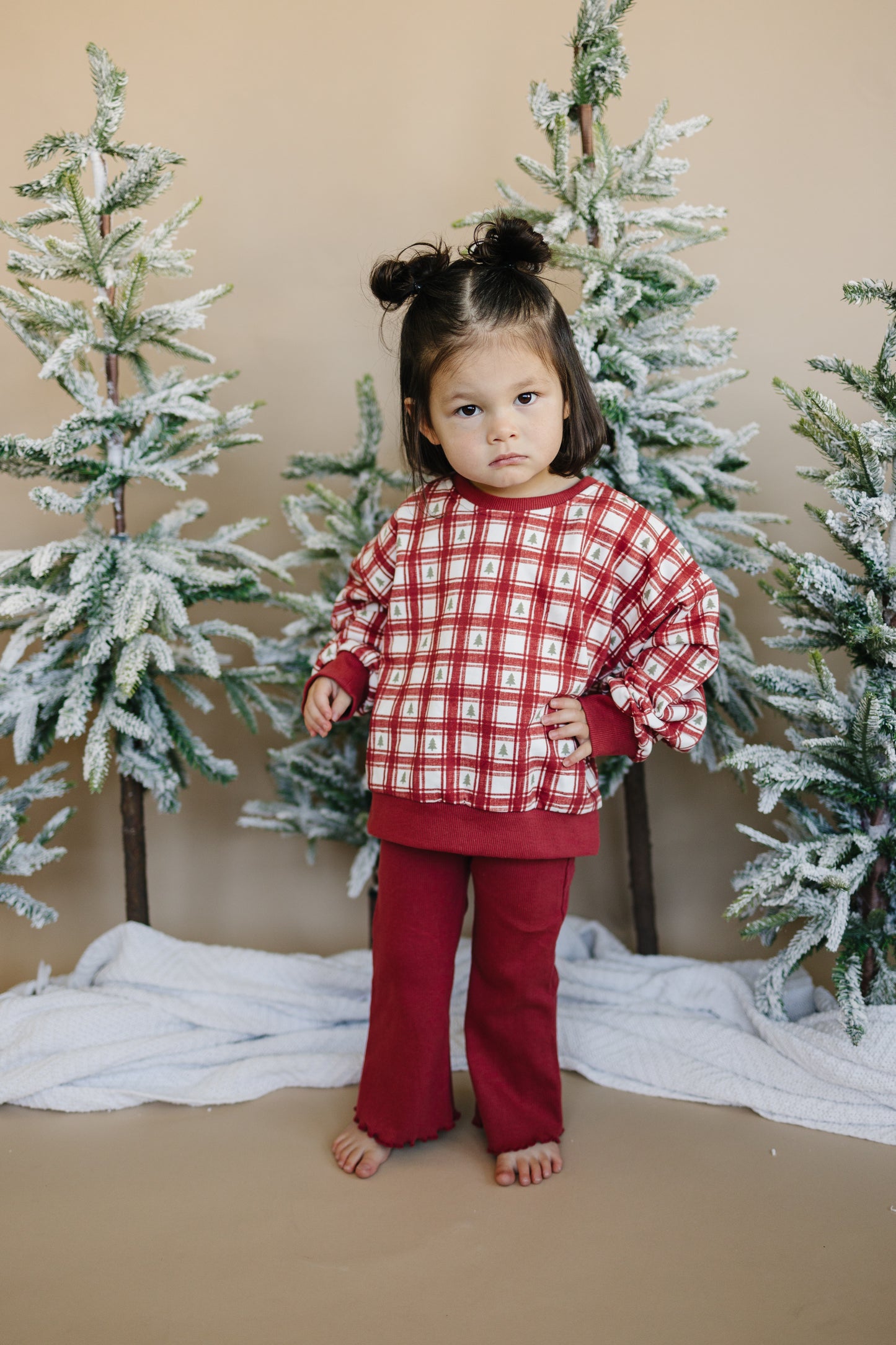 Ribbed Cotton Flared Leggings - Red