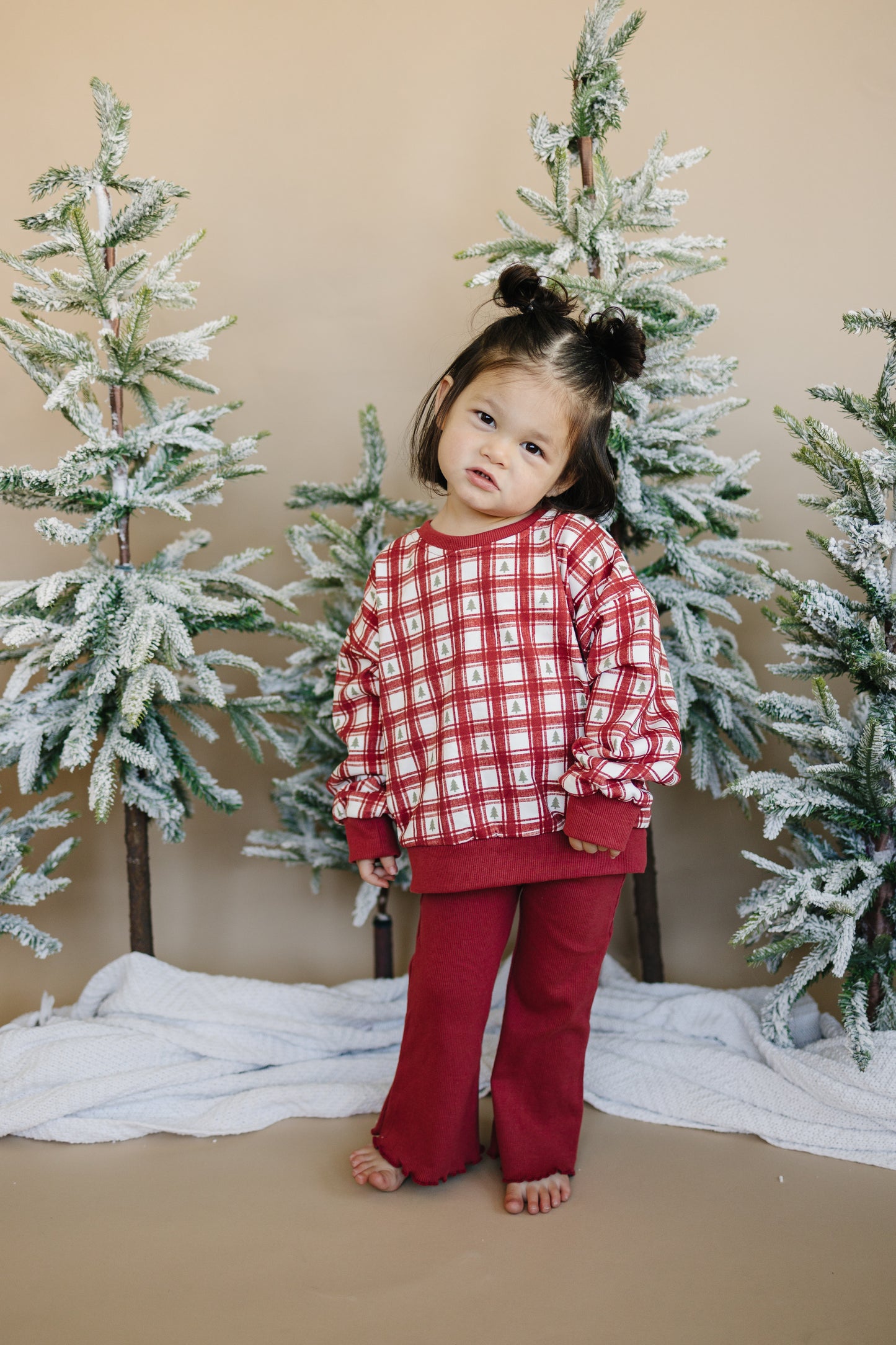 Ribbed Cotton Flared Leggings - Red