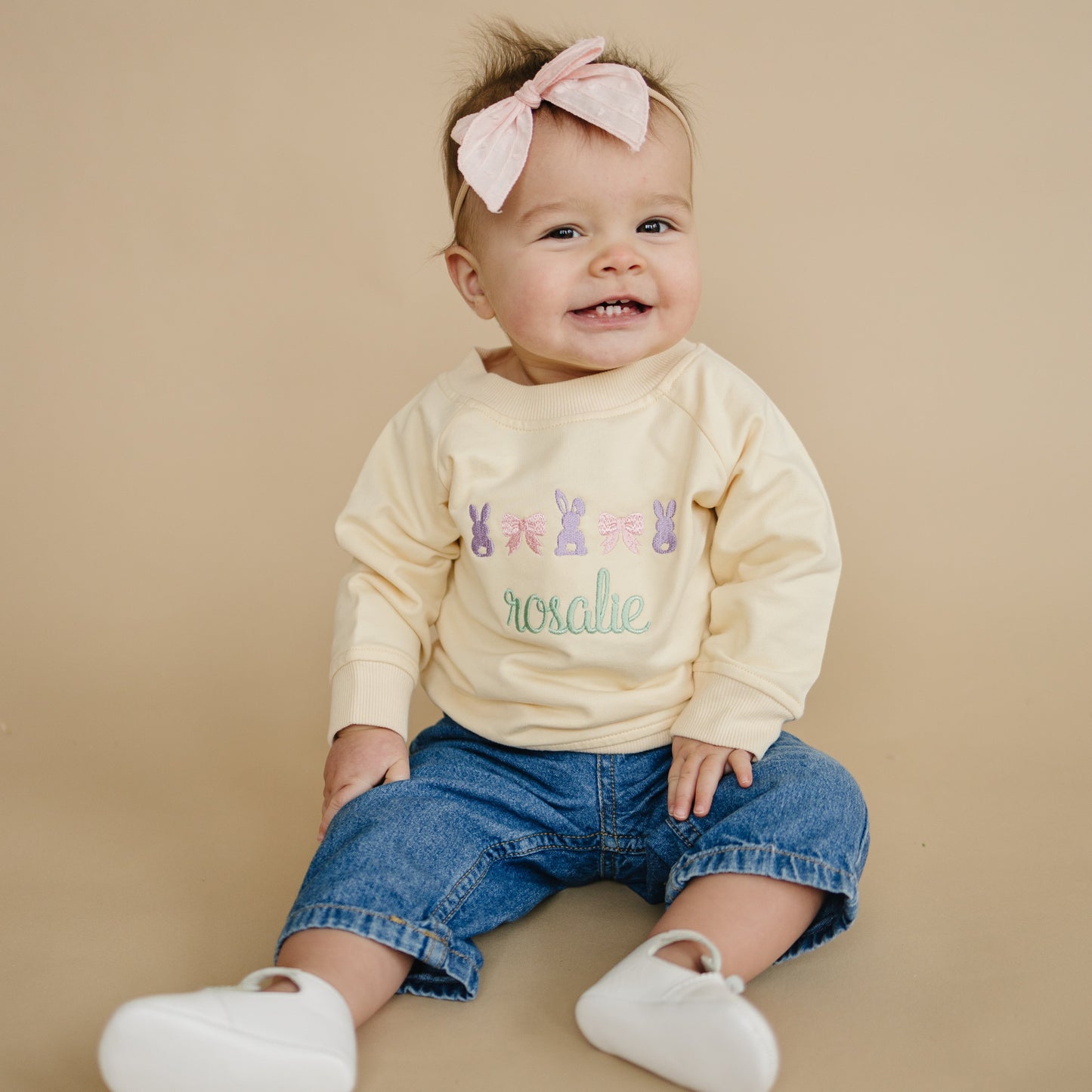 Custom Embroidered Organic Cotton Easter Crewneck Sweatshirt - many design options!