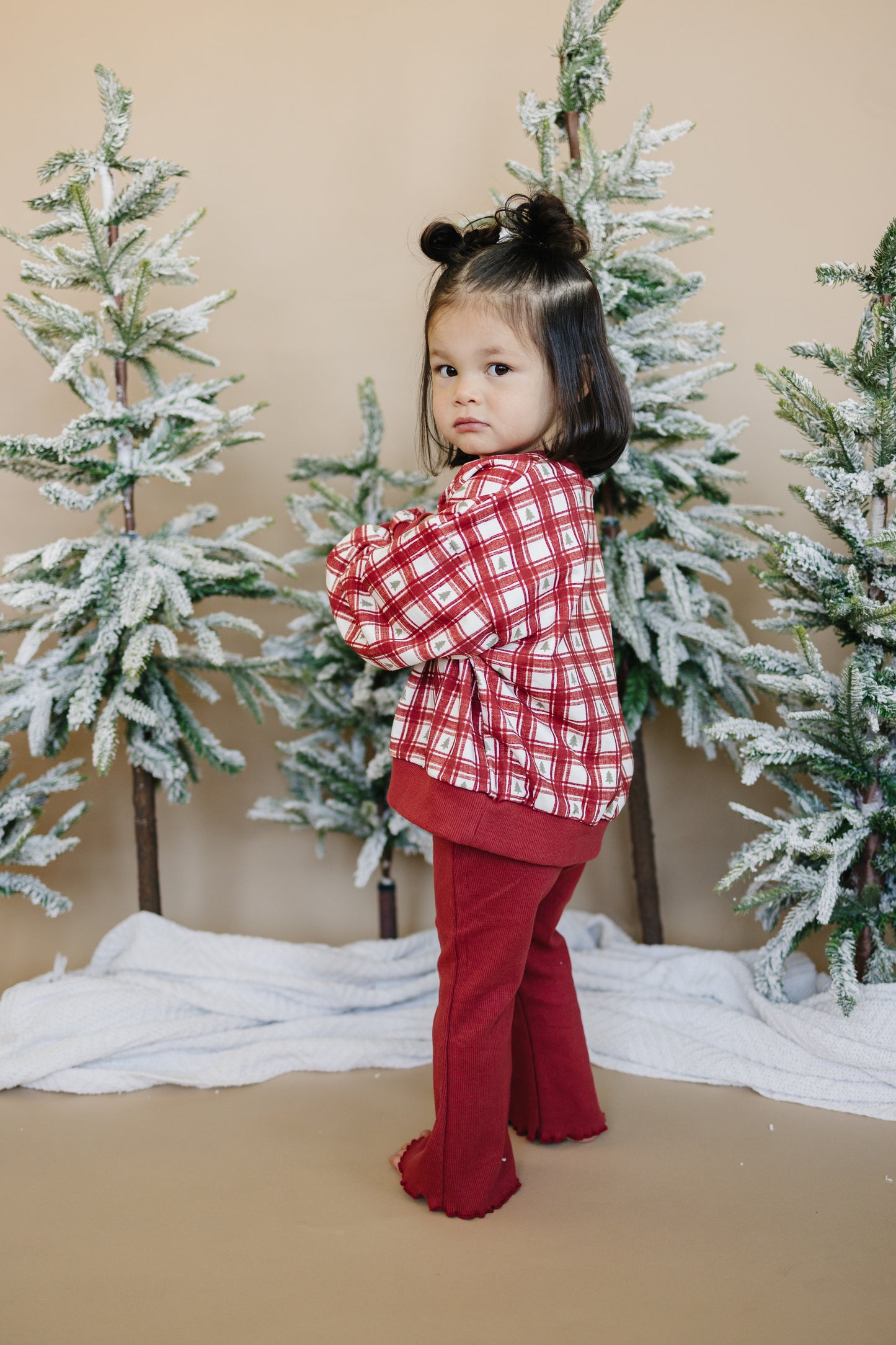 Ribbed Cotton Flared Leggings - Red