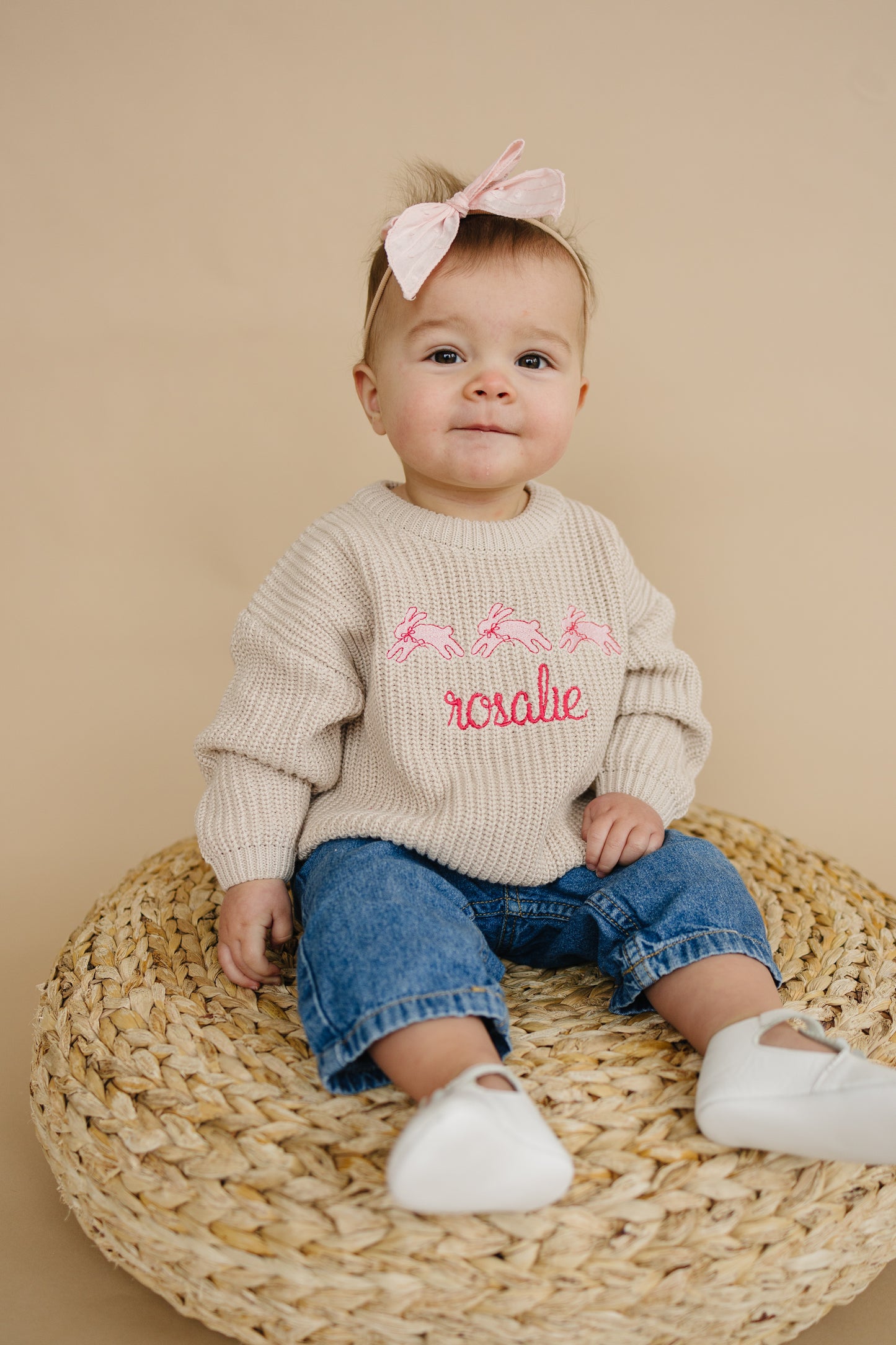 Custom Embroidered Easter Knit Sweater - Bunny Ears