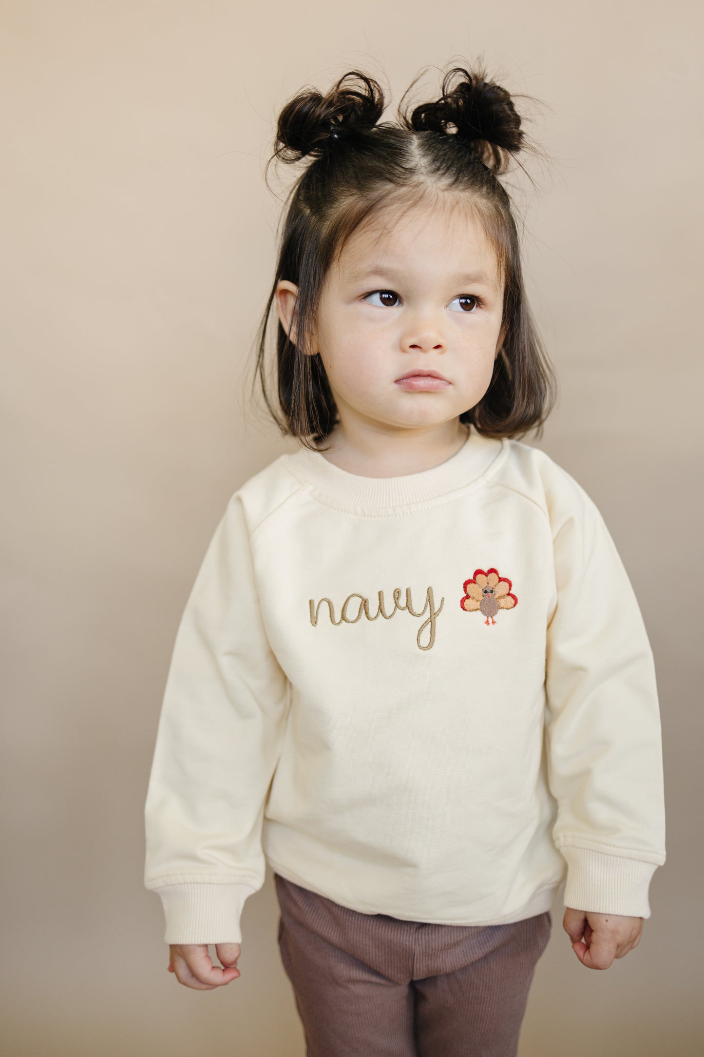 Custom Thanksgiving Embroidered Organic Cotton Crewneck