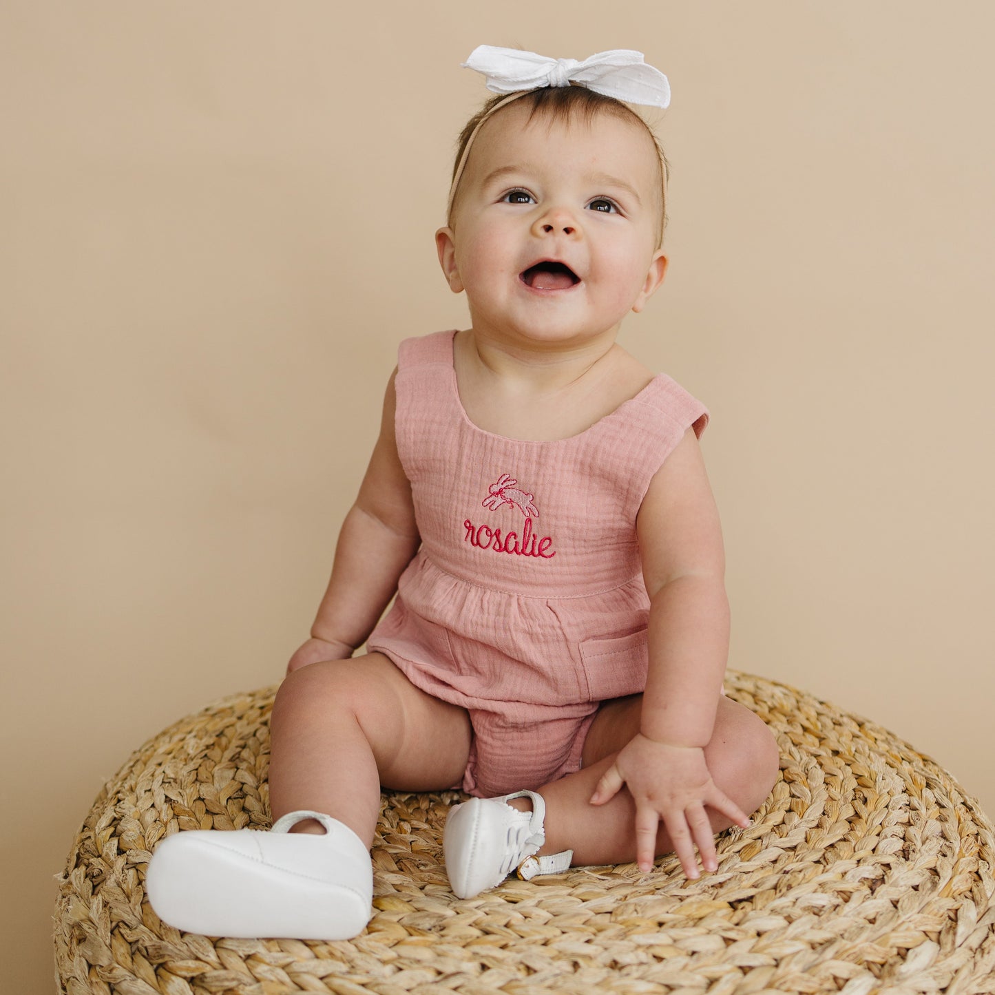 Custom Embroidered Easter Organic Cotton Bubble Romper - more colors