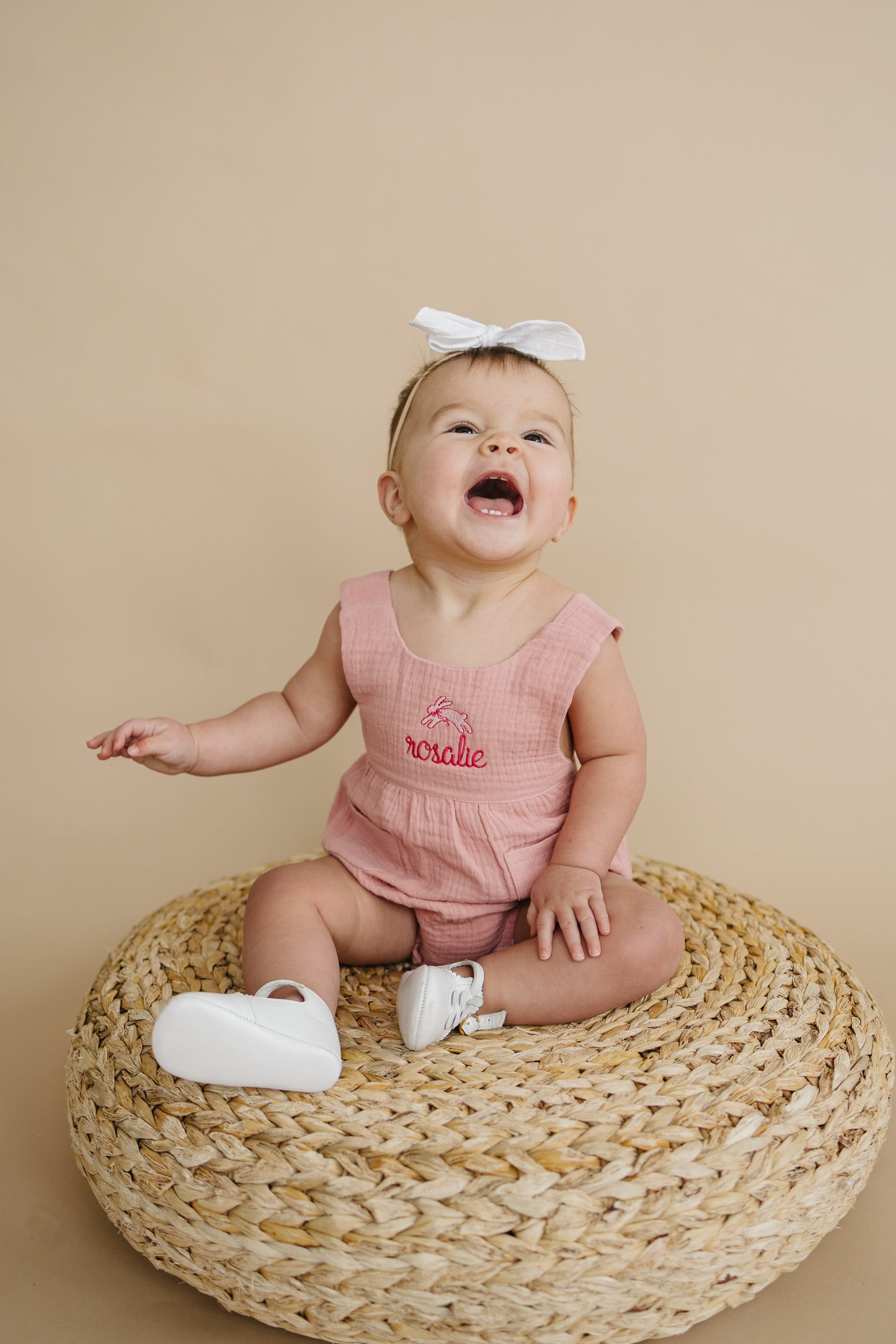 Custom Embroidered Easter Organic Cotton Bubble Romper - more colors