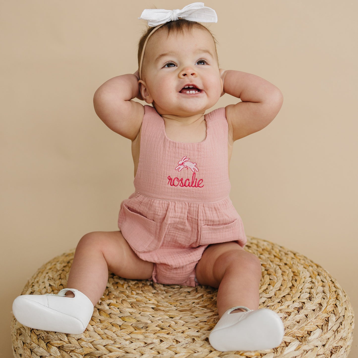 Custom Embroidered Easter Organic Cotton Bubble Romper - more colors