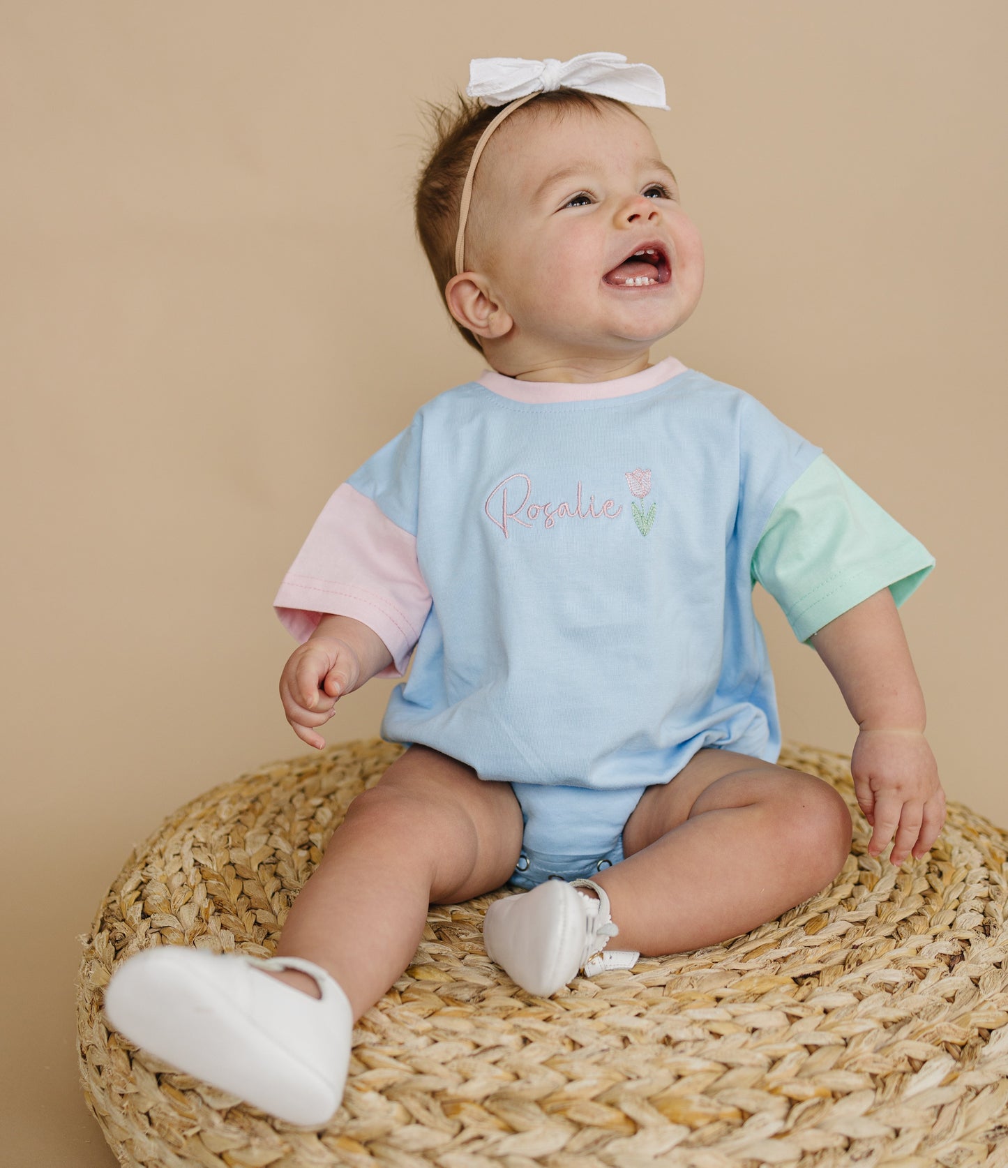 Custom Embroidered Colorblock T-Shirt Romper