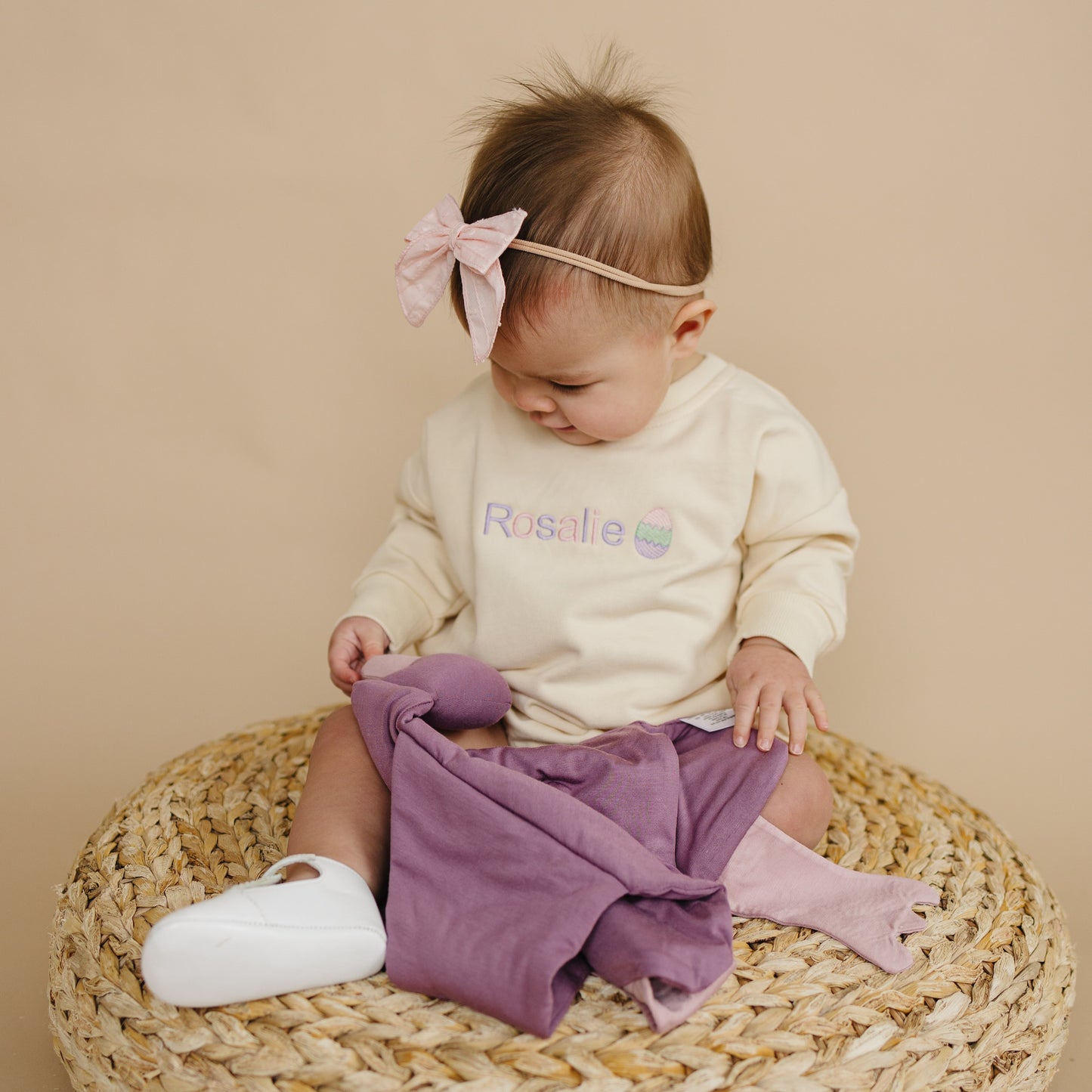 Custom Embroidered Easter Sweatshirt Romper