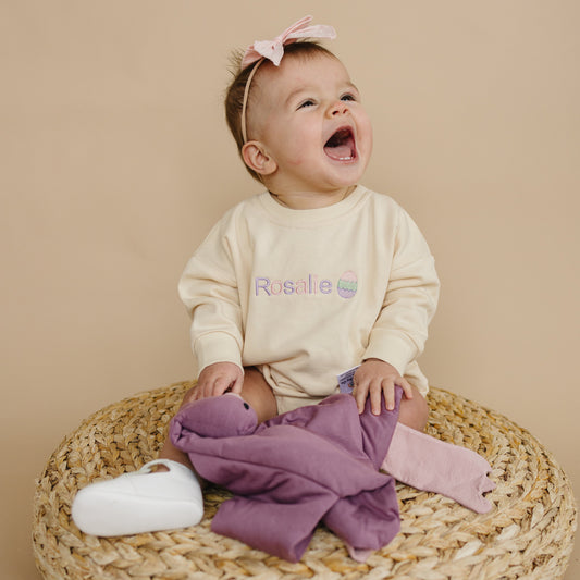 Custom Embroidered Easter Sweatshirt Romper