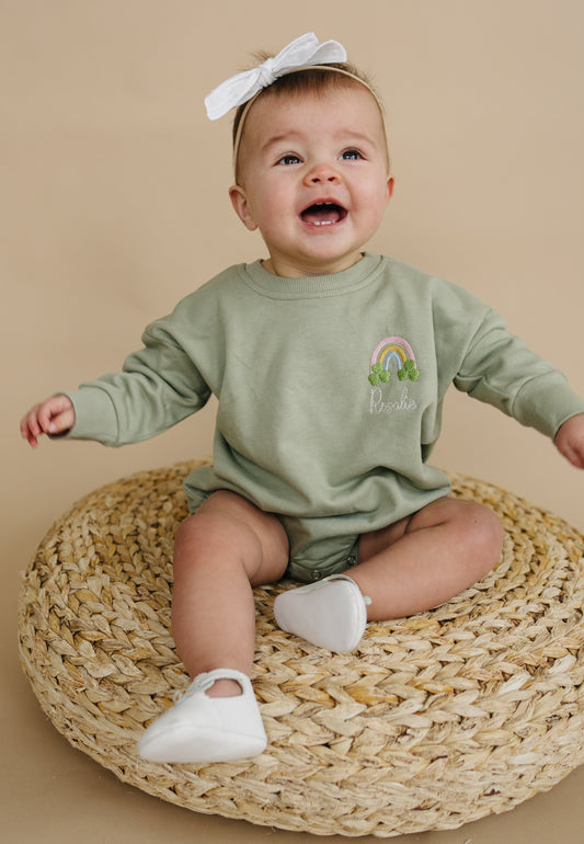 Custom Embroidered St. Patrick's Day Sweatshirt Romper